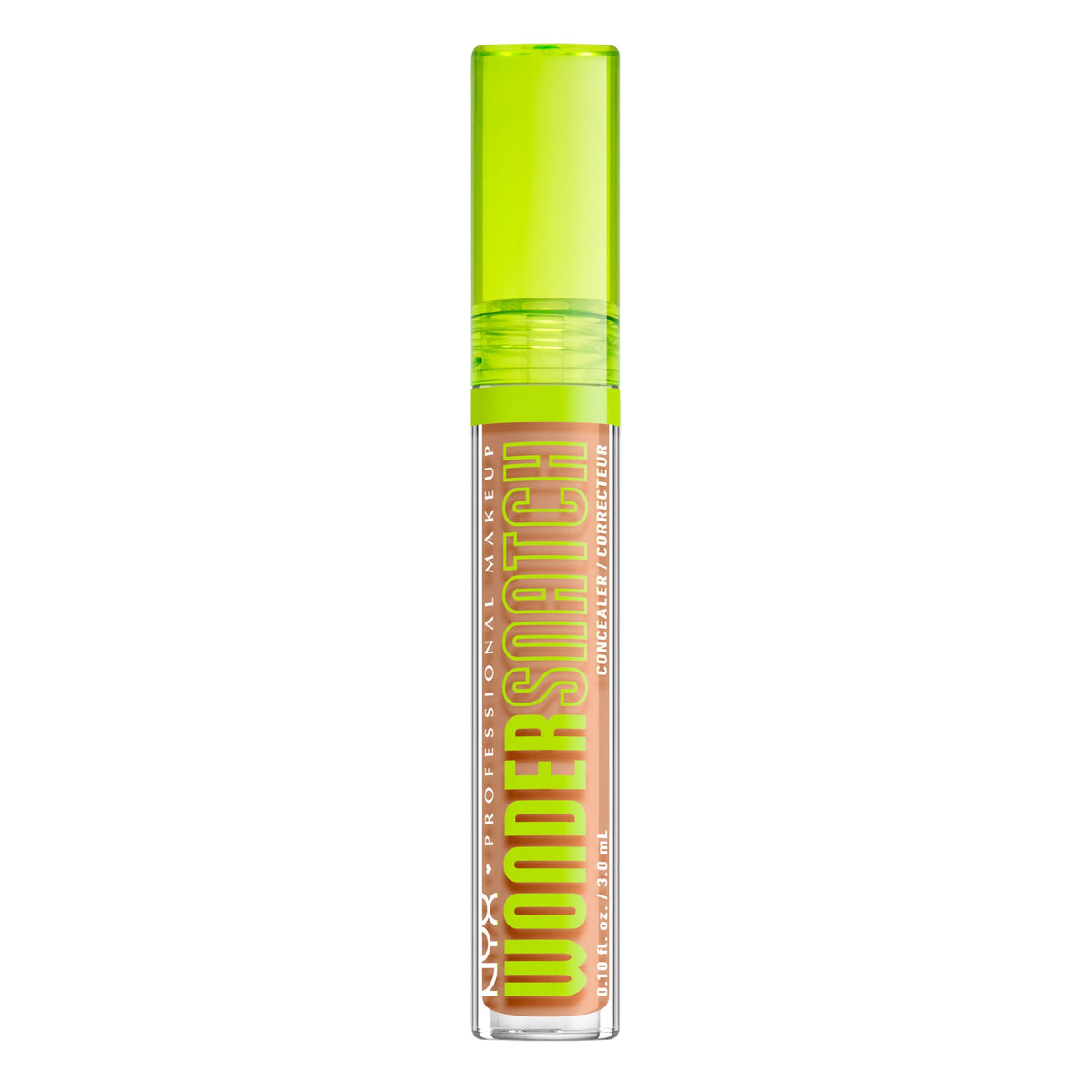 NYX PROFESSIONAL MAKEUP front packaging showing shade Medium Olive and full coverage benefits