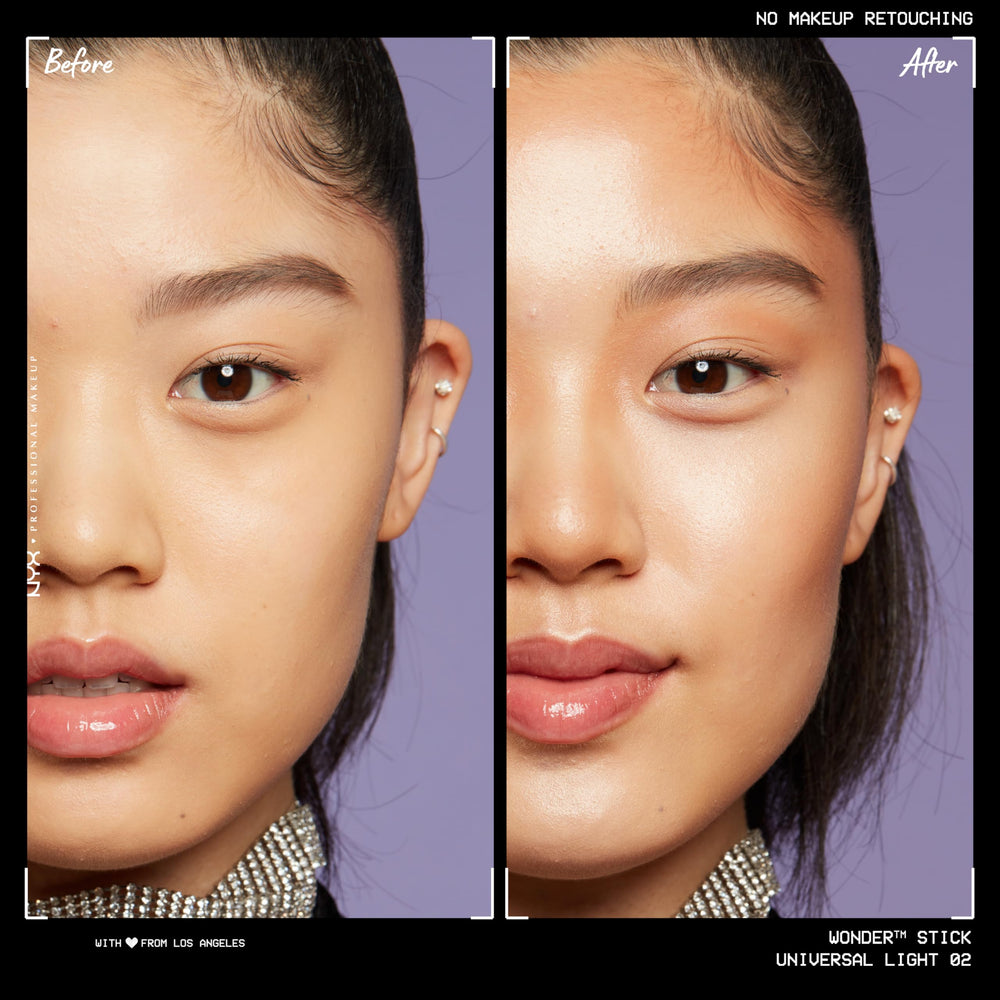 NYX Wonder Stick being applied to cheek to sculpt and define features