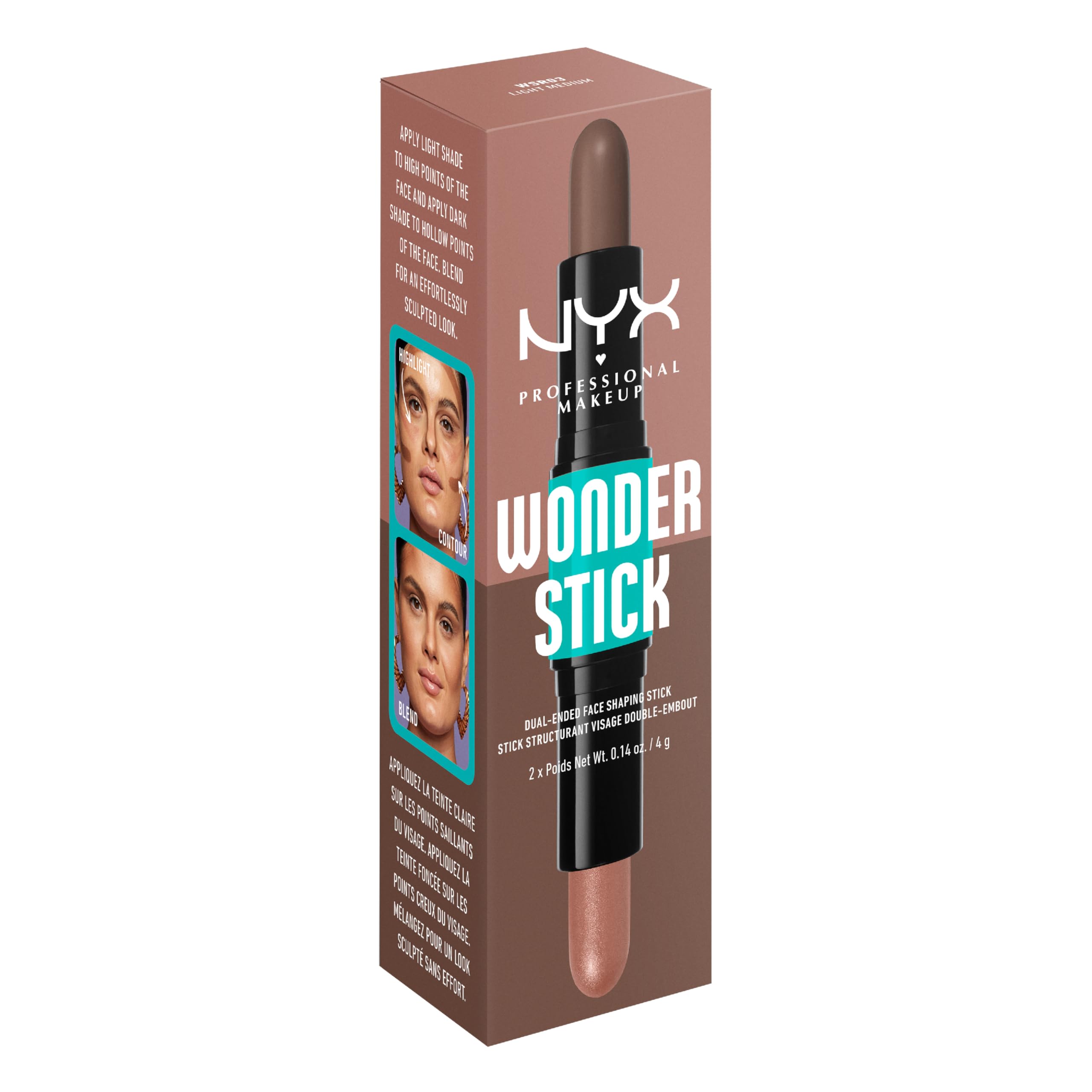 NYX PROFESSIONAL MAKEUP Wonder Stick blended with sponge showing seamless finish