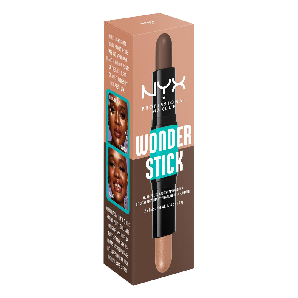 NYX Wonder Stick Rich paired with Wonder Pencil and blush for coordinated finish