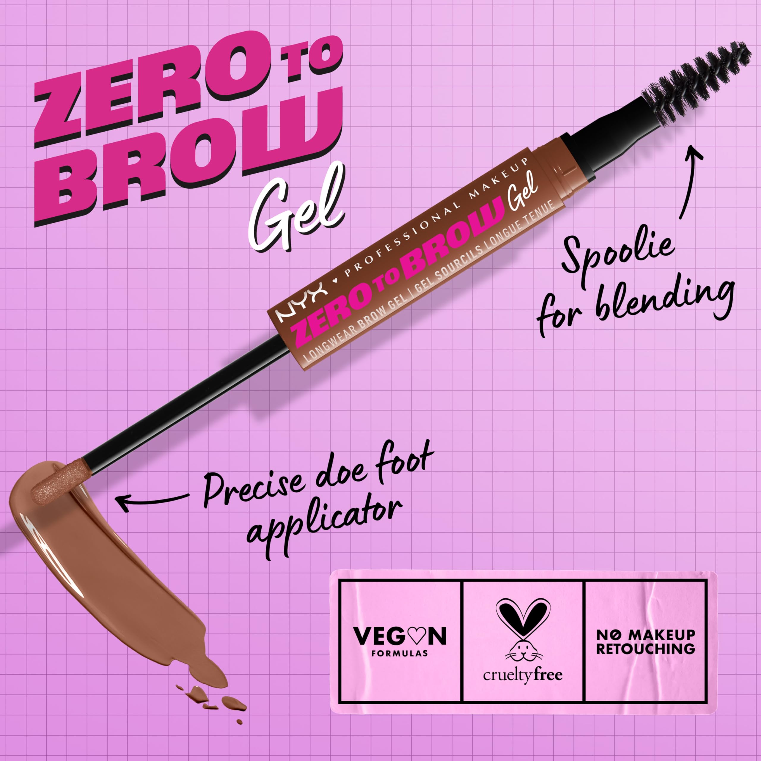 NYX PROFESSIONAL MAKEUP doe‑foot applicator delivering precise strokes for accurate brow filling