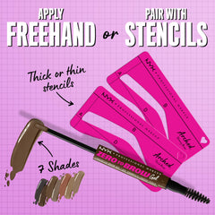 NYX PROFESSIONAL MAKEUP product photographed with skinny and thick stencils for shaped brows