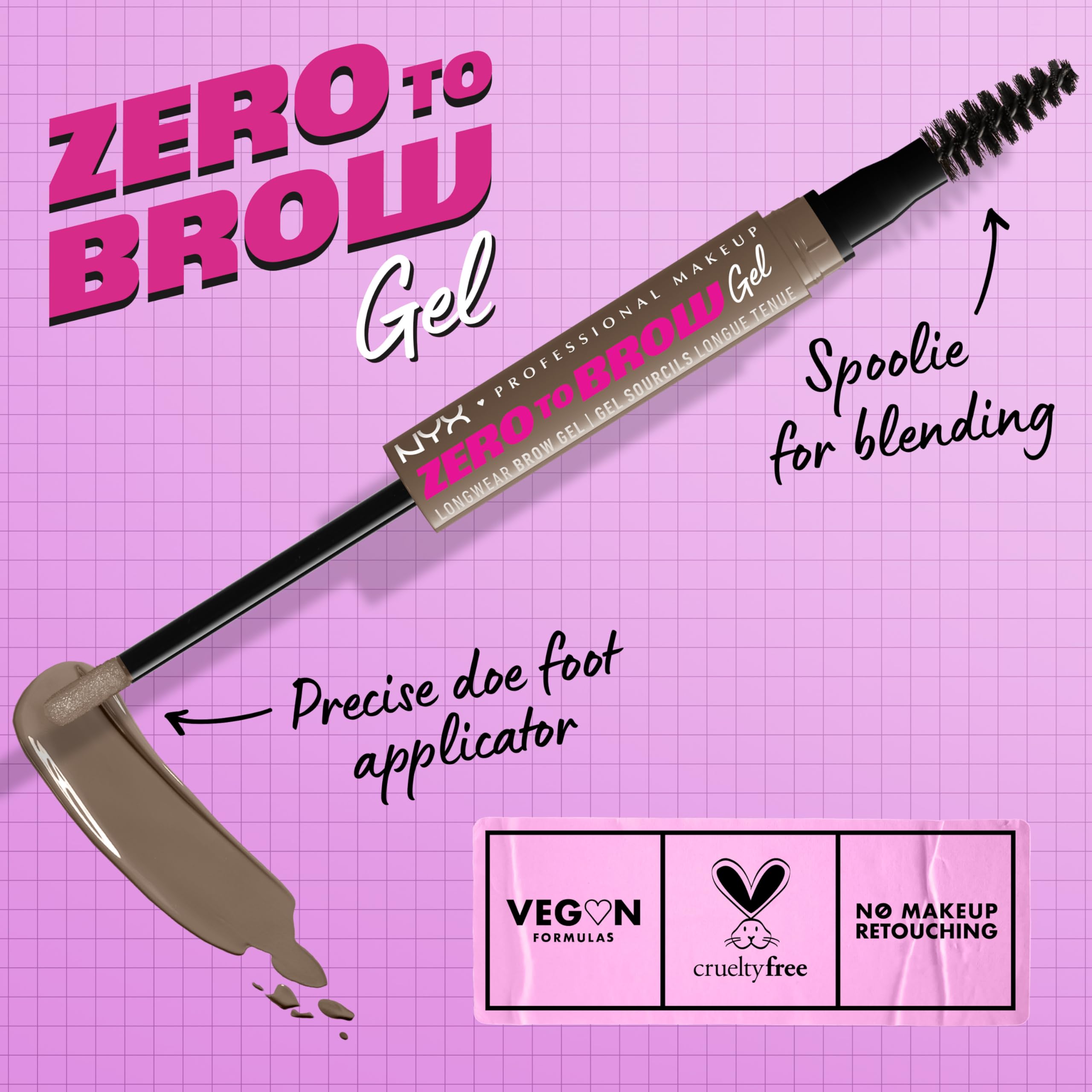 NYX close-up of precise doe-foot applicator showing easy hair-like strokes