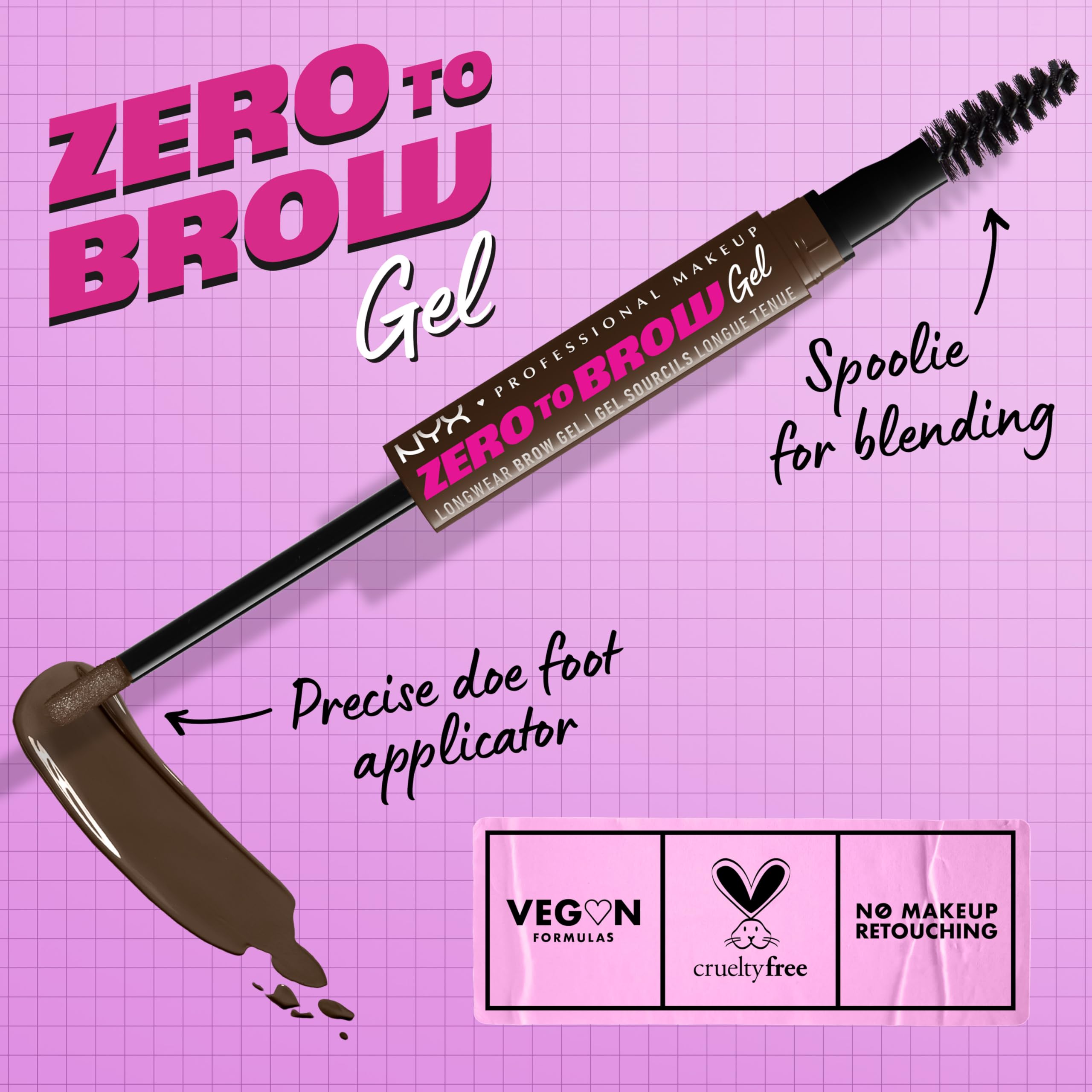 NYX PROFESSIONAL MAKEUP close-up of doe-foot applicator depositing fine brow strokes