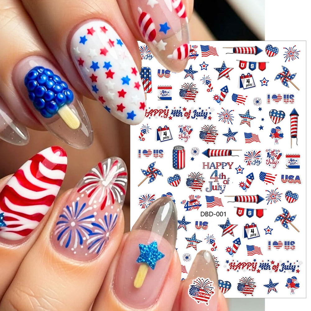NZRAESTRS applied red white blue nail manicure showcasing festive Independence Day look
