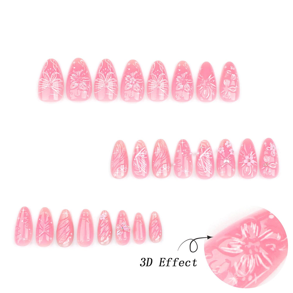 NZRAESTRS single nail close-up displaying 3D flower and butterfly detail for feminine texture
