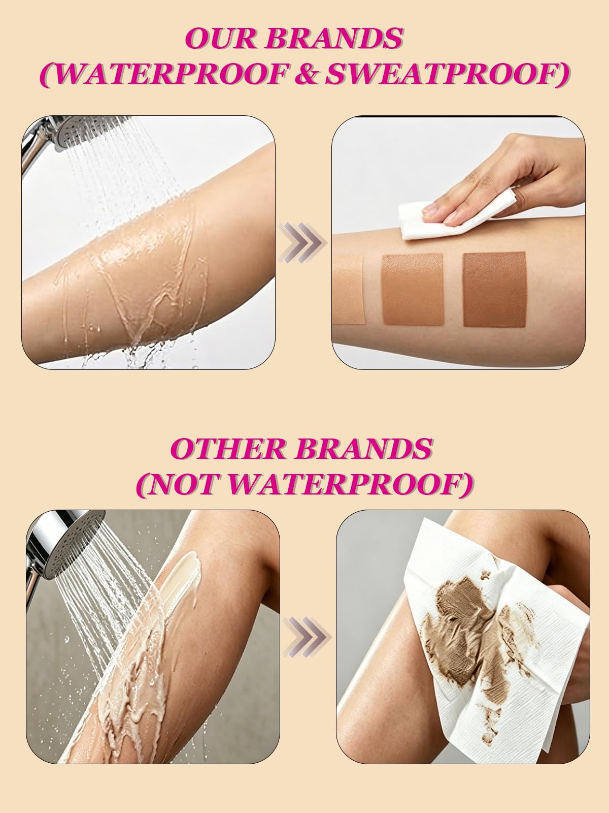 O'CHEAL application on leg with brush demonstrating even coverage and quick blending benefit