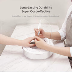 O NAIL next to a hand and tools showing scale for space-saving benefit