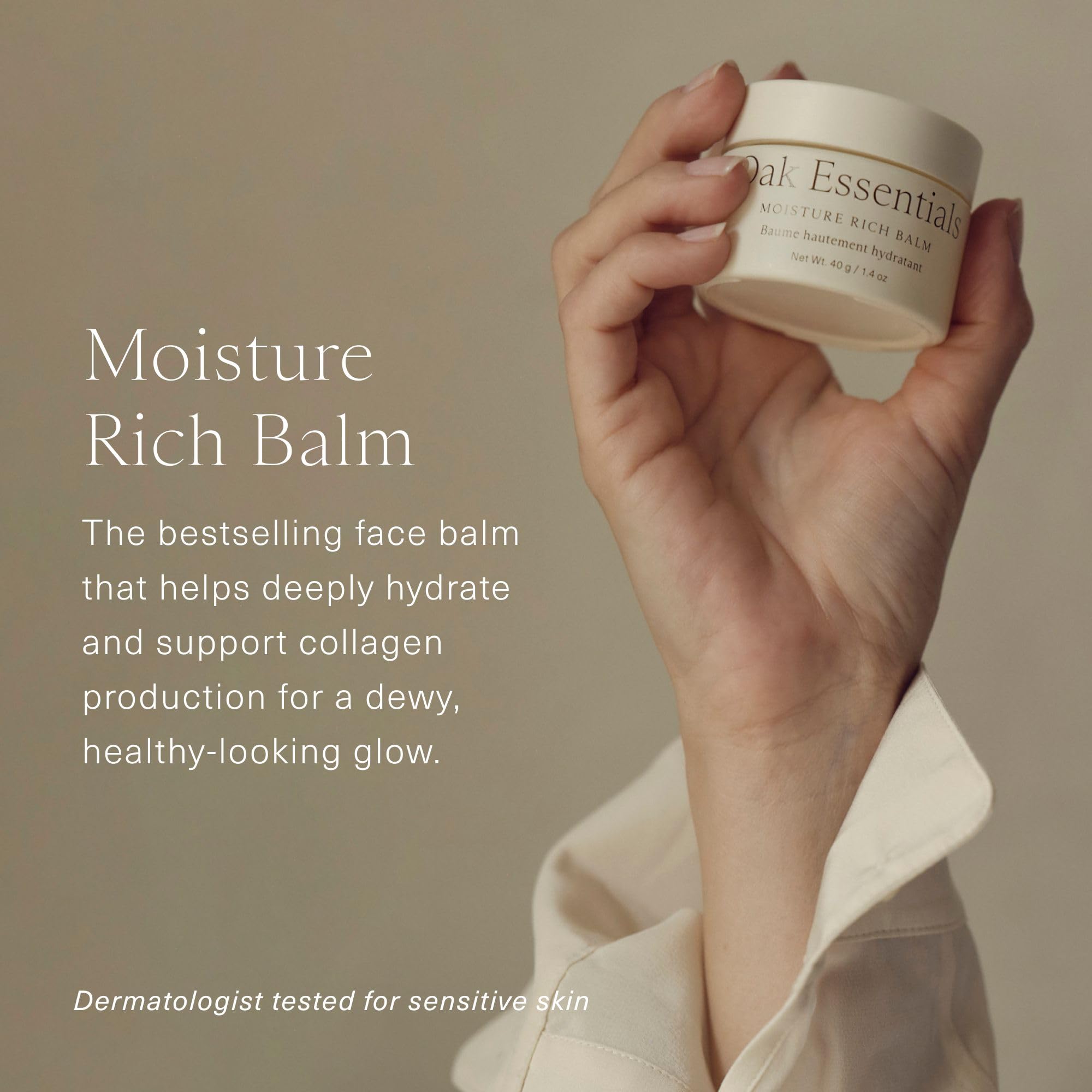 Oak Essentials texture close-up of butter-to-oil formula illustrating silky absorption