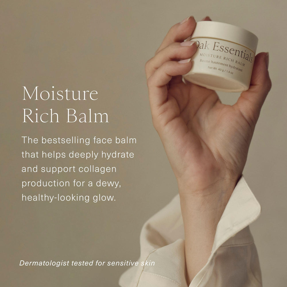 Oak Essentials texture close-up of butter-to-oil formula illustrating silky absorption