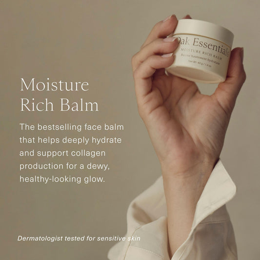 Oak Essentials texture close-up of butter-to-oil formula illustrating silky absorption