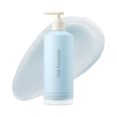 Oak Essentials front bottle shot showing elegant glass packaging and calm covetable scent