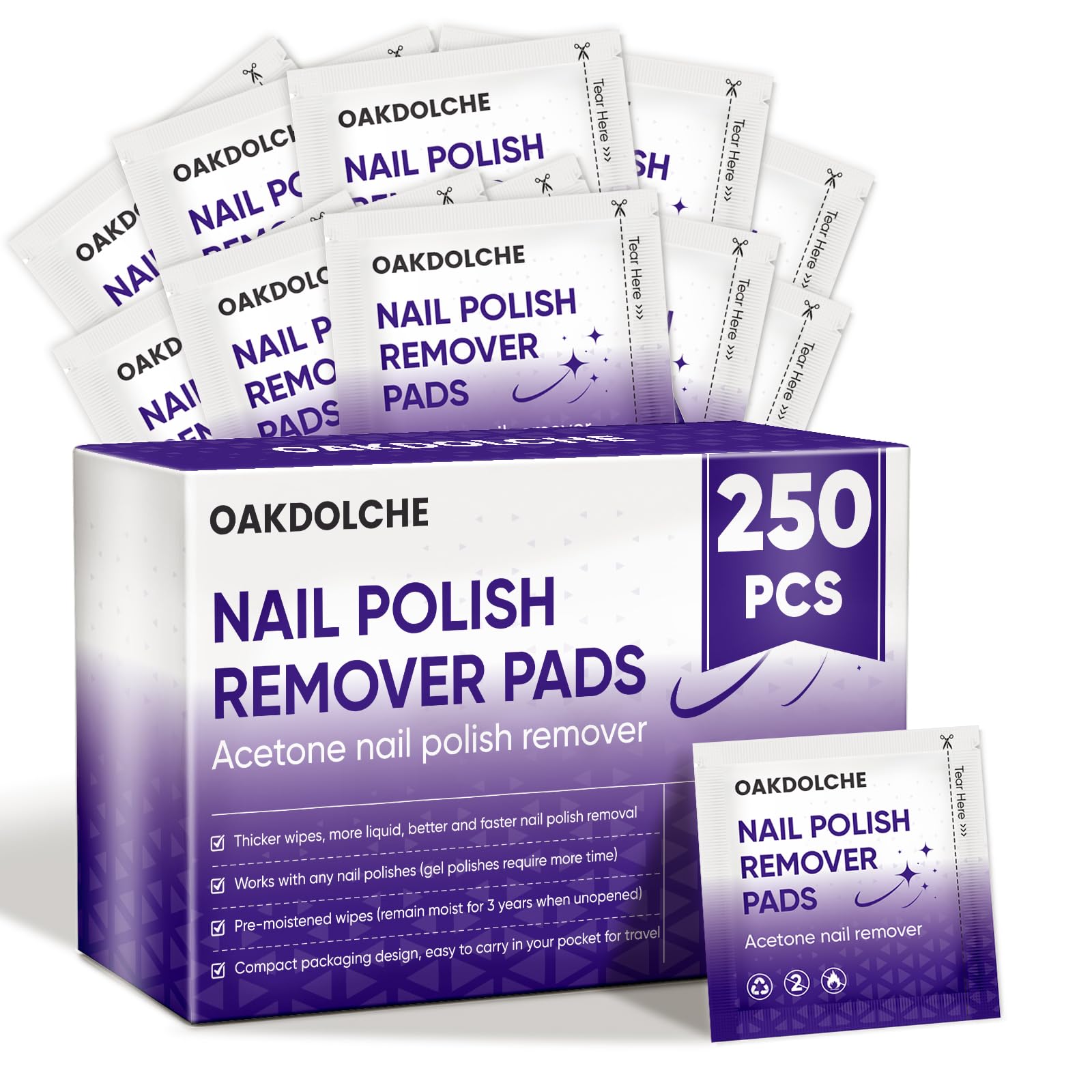 OAKDOLCHE front packaging showing 250-pack value and branding benefits