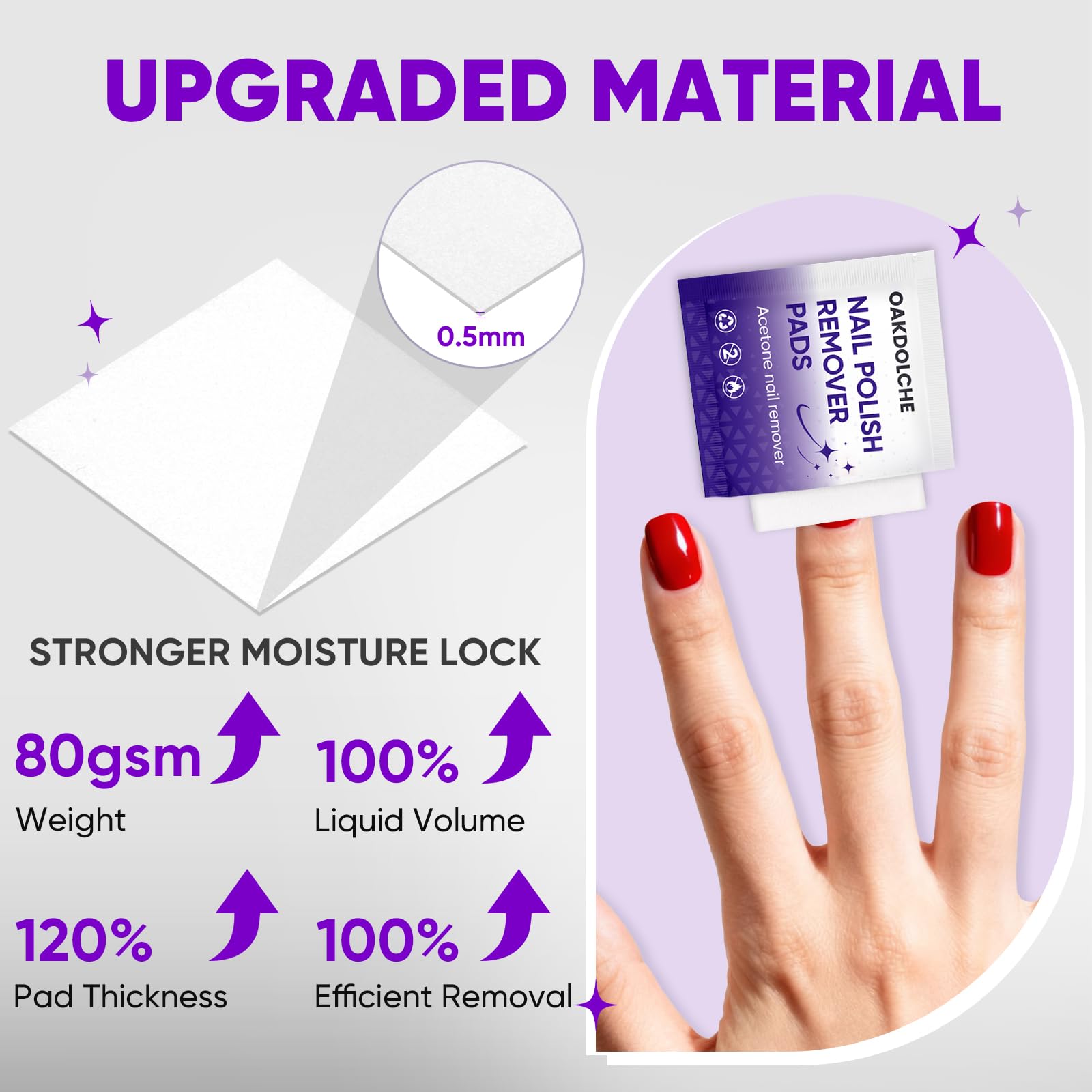 OAKDOLCHE wipe fabric close-up highlighting thicker 0.5mm texture for efficient removal