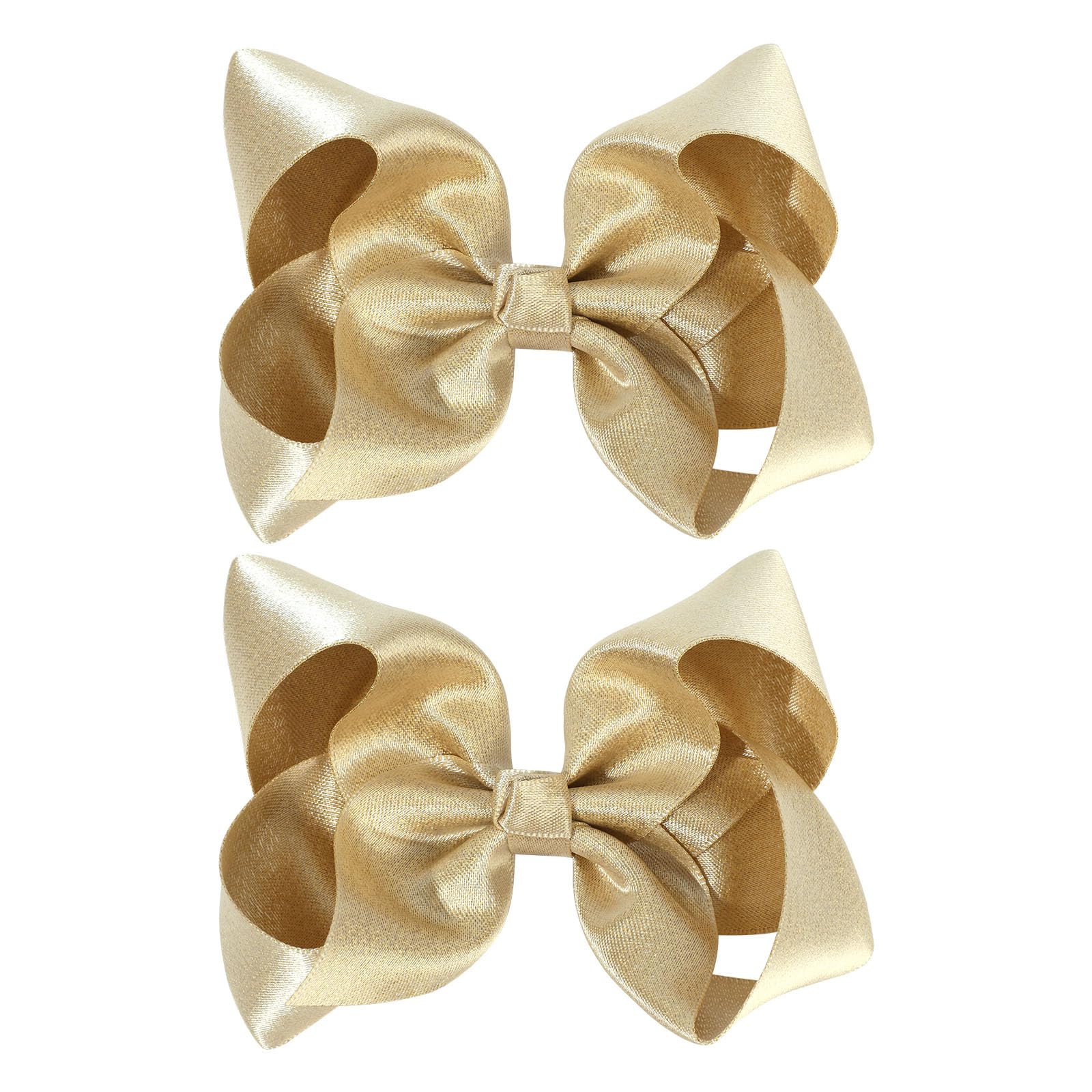 OAOLEER gold bow front view showing glittery satin and pretty shape benefit: photo-ready sparkle