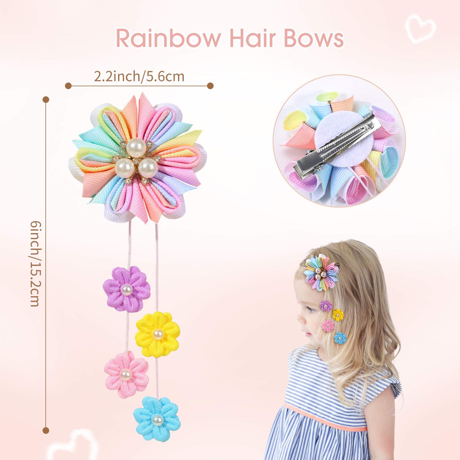 OAOLEER detailed flower and bead accent on bow adding playful charm to hair