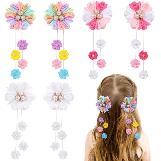 OAOLEER front view of six colorful bow clips showing set and colors for outfit coordination