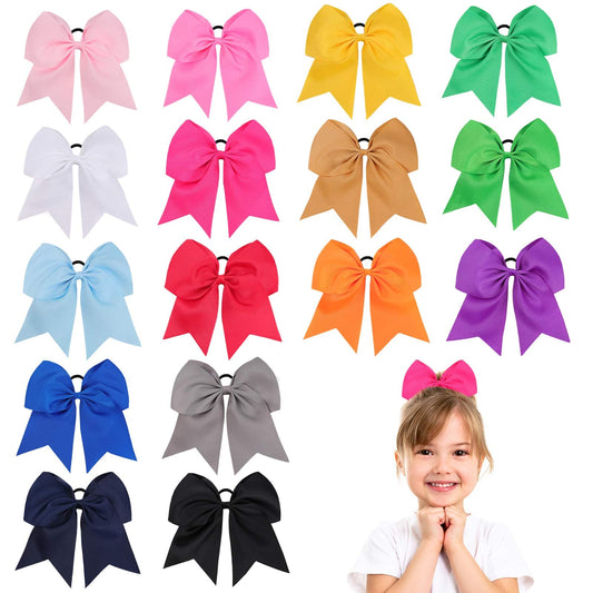 OAOLEER front packaging showing 16 colorful cheer bows, perfect team uniform matching