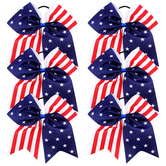 OAOLEER front packaging showing six red white blue cheer bows and clear bag benefit: organized gift set