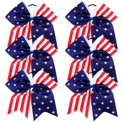 OAOLEER front packaging showing six red white blue cheer bows and clear bag benefit: organized gift set