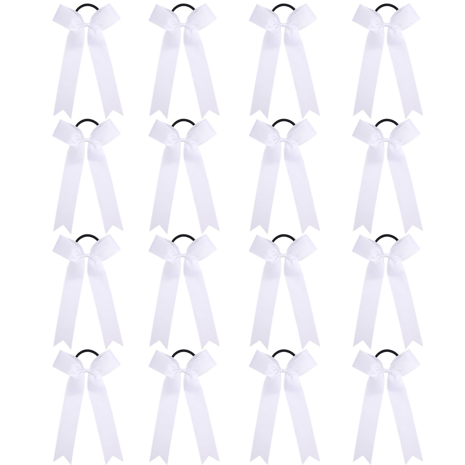 OAOLEER front view of 16 white cheer bows showing team-ready set and neat styling