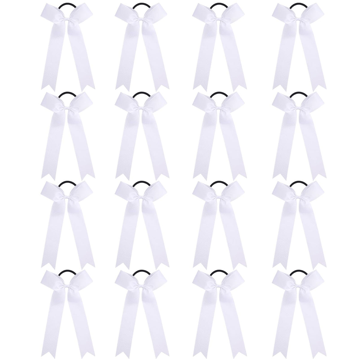 OAOLEER front view of 16 white cheer bows showing team-ready set and neat styling