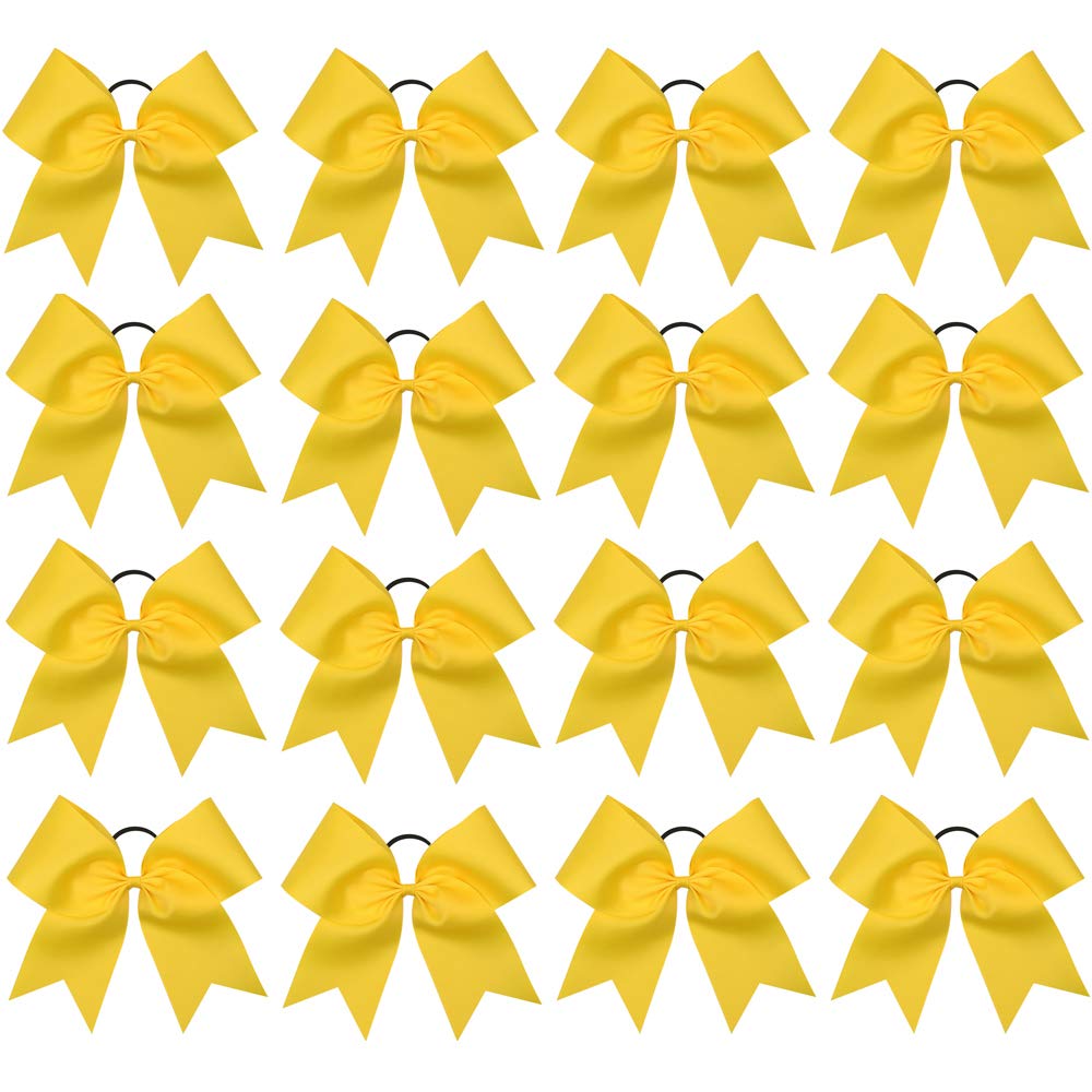 OAOLEER front packaging showing 16 yellow cheer bows, clear box and tidy storage benefit