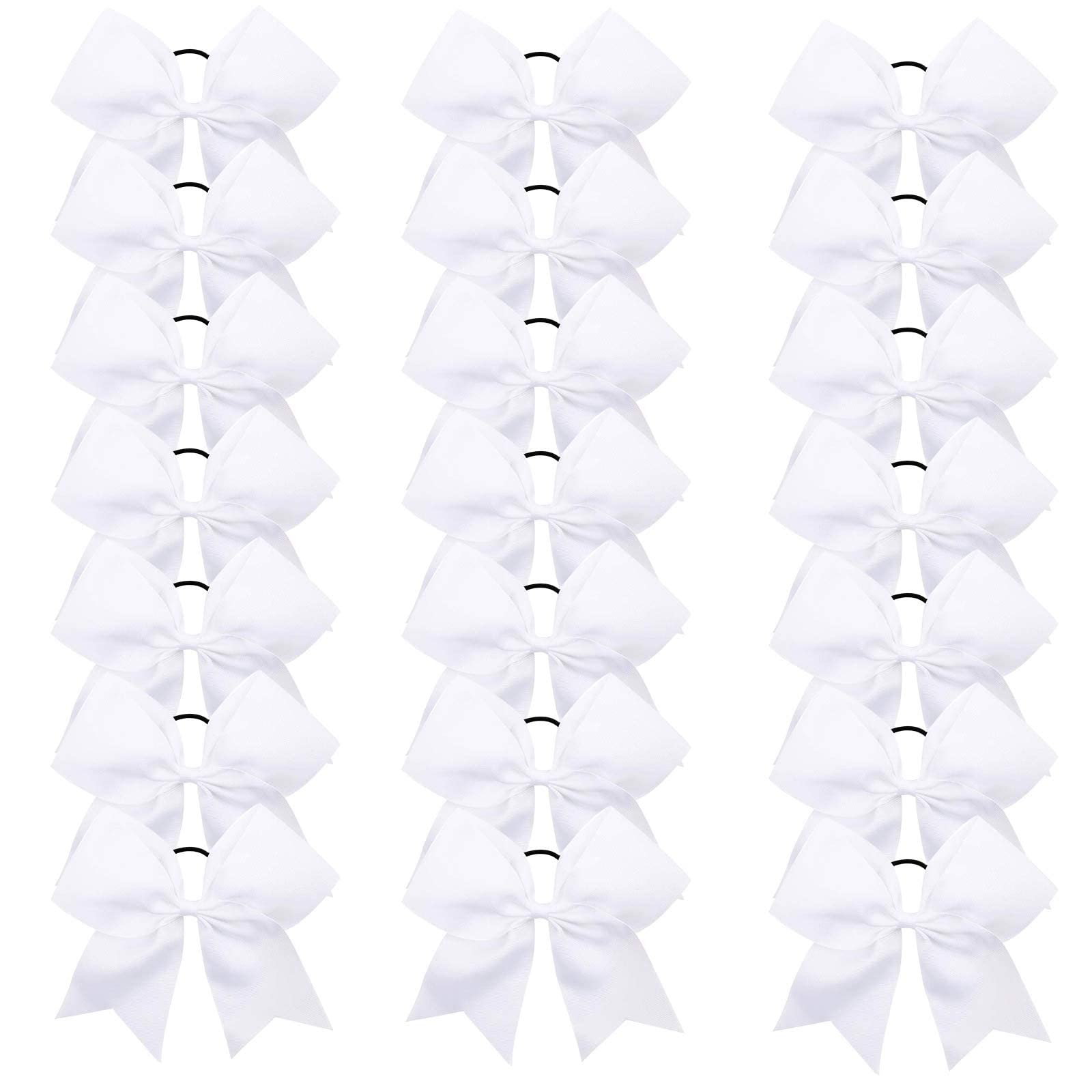 OAOLEER front view clear box showing 21 white cheer bows for easy storage
