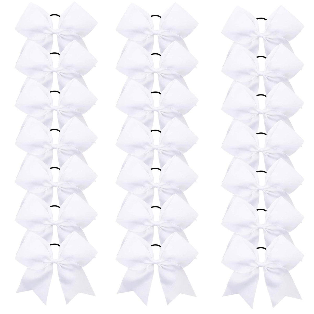 OAOLEER front view clear box showing 21 white cheer bows for easy storage