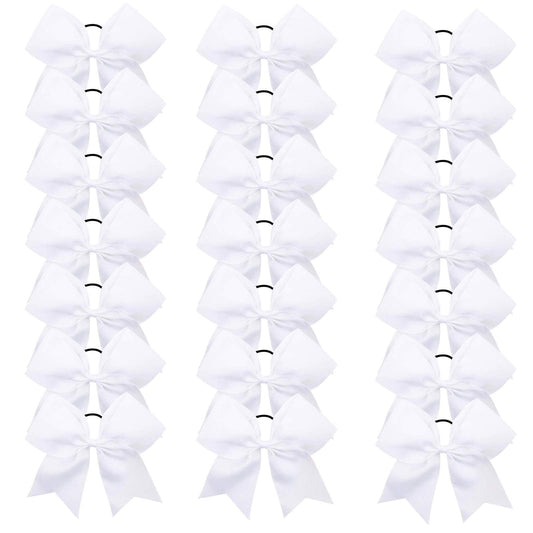 OAOLEER front view clear box showing 21 white cheer bows for easy storage