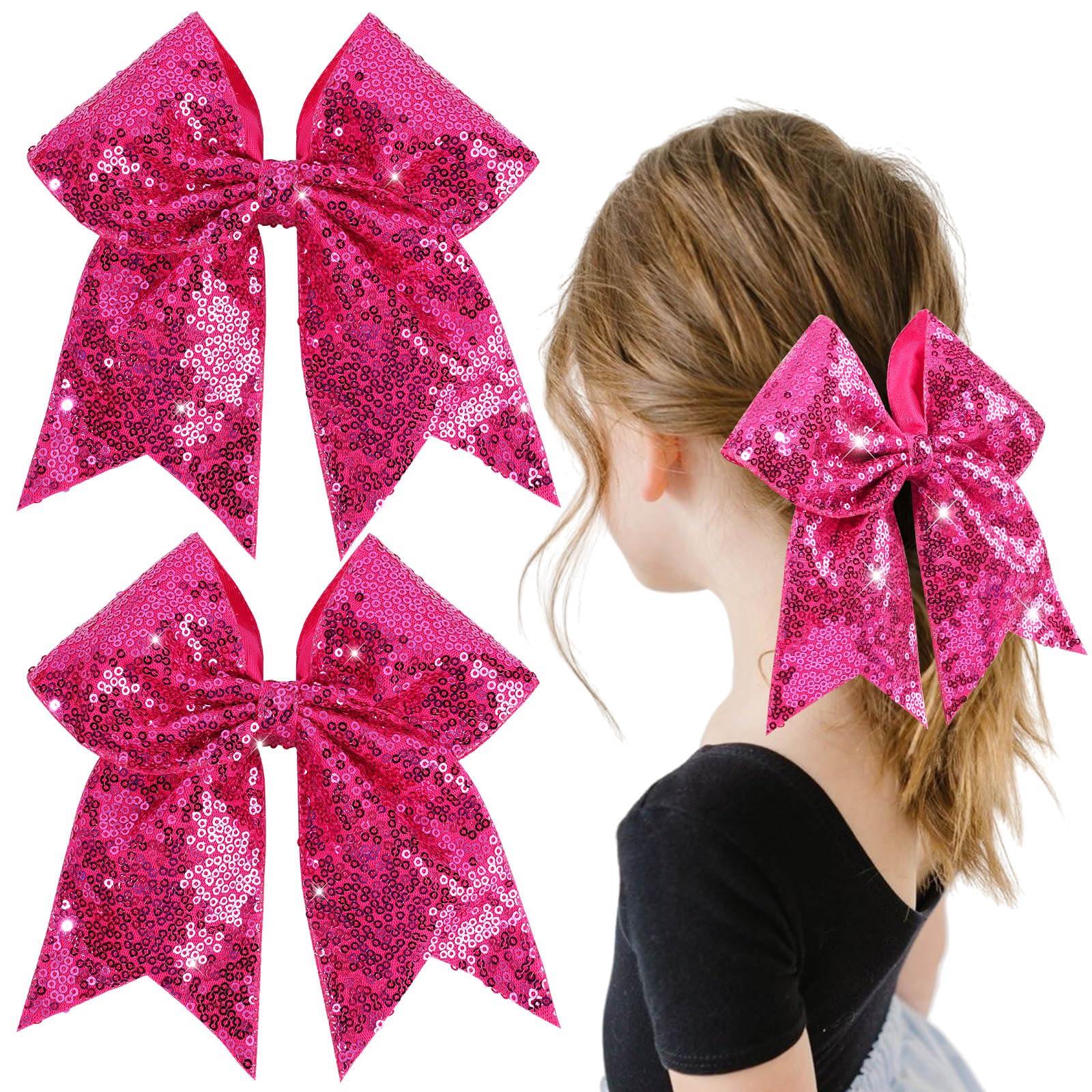 OAOLEER hot pink bow front view showing bold glitter and shape benefit: standout style