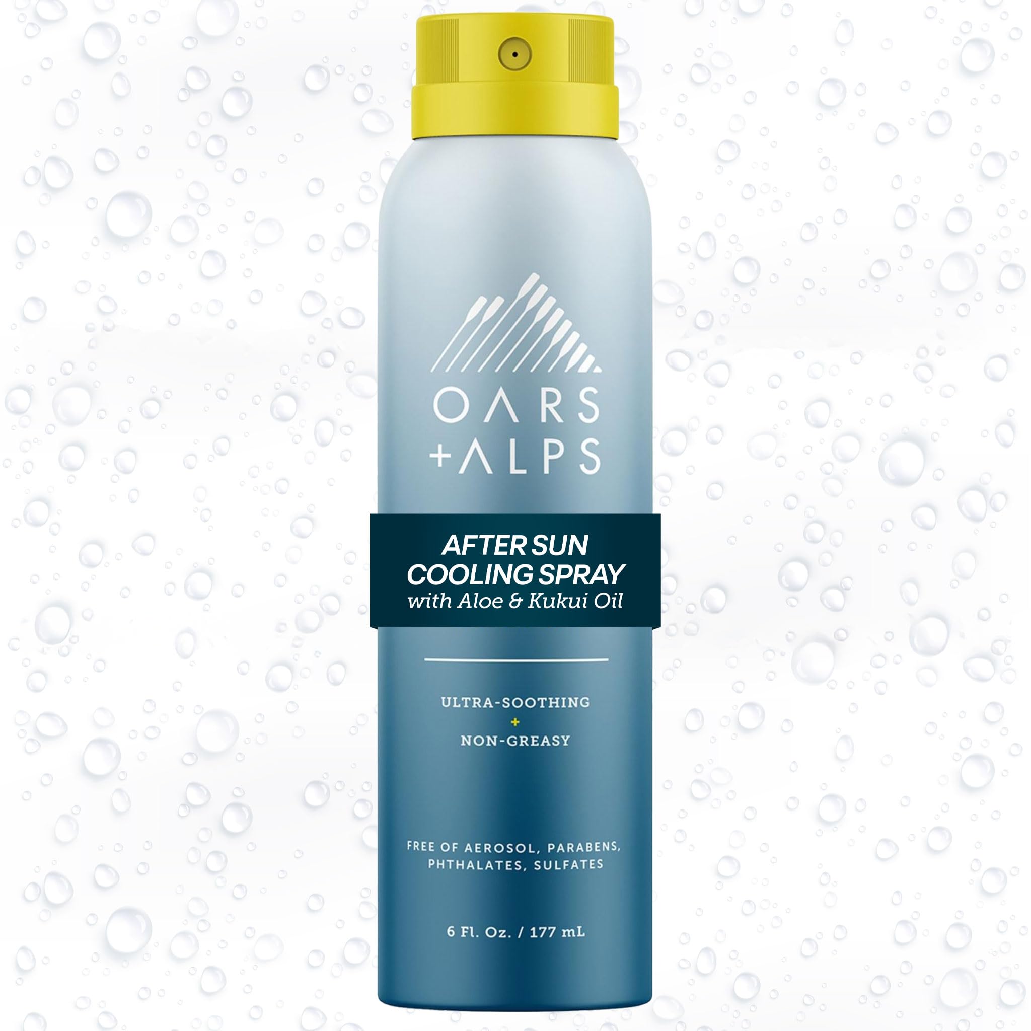 Oars + Alps front packaging showing cooling after sun spray and benefits