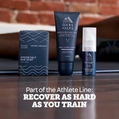 Oars + Alps bar placed in a bathroom after workout showing recovery routine