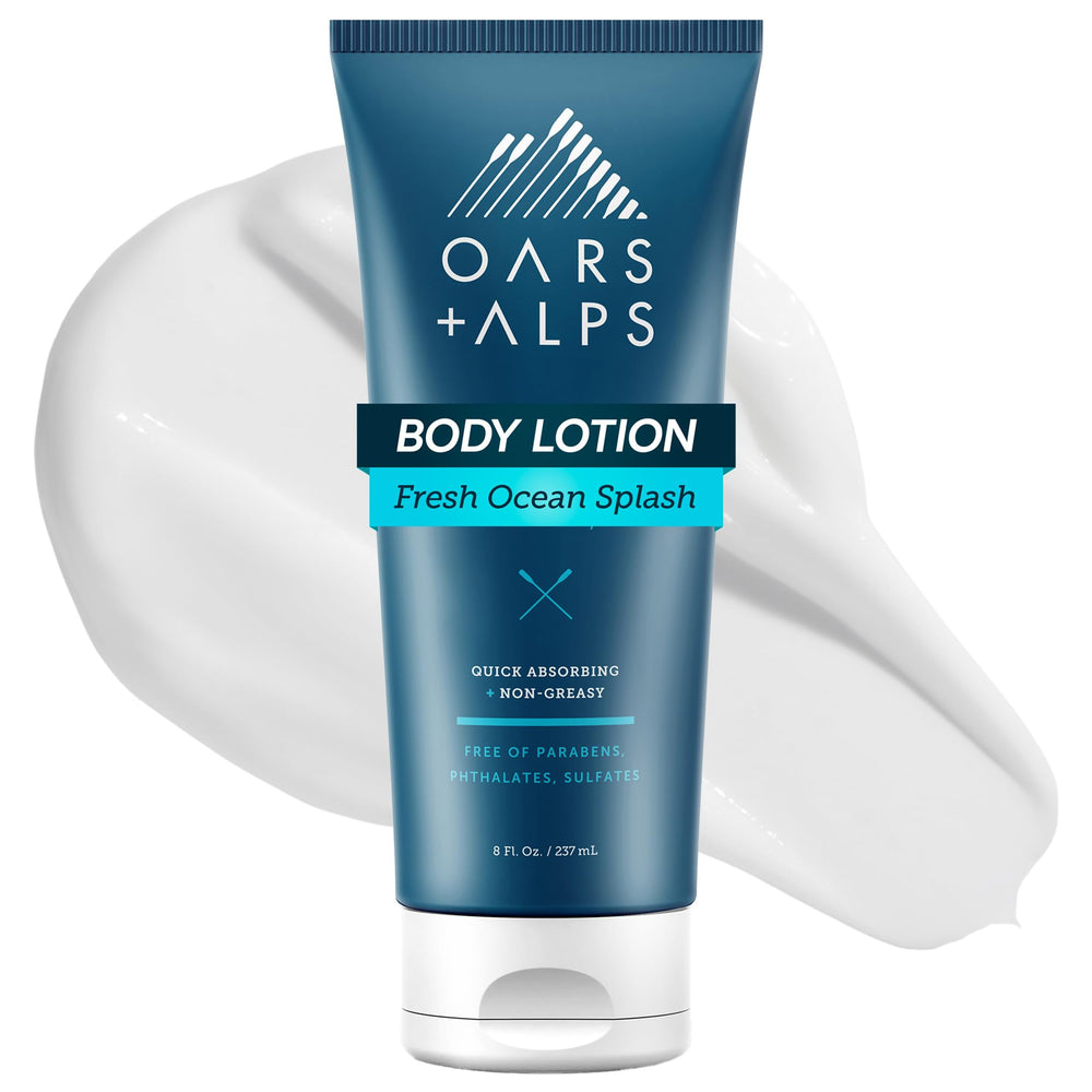 Oars + Alps bottle front view showing label and benefit of hydrating formula