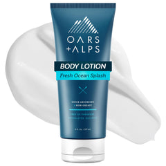 Oars + Alps bottle front view showing label and benefit of hydrating formula
