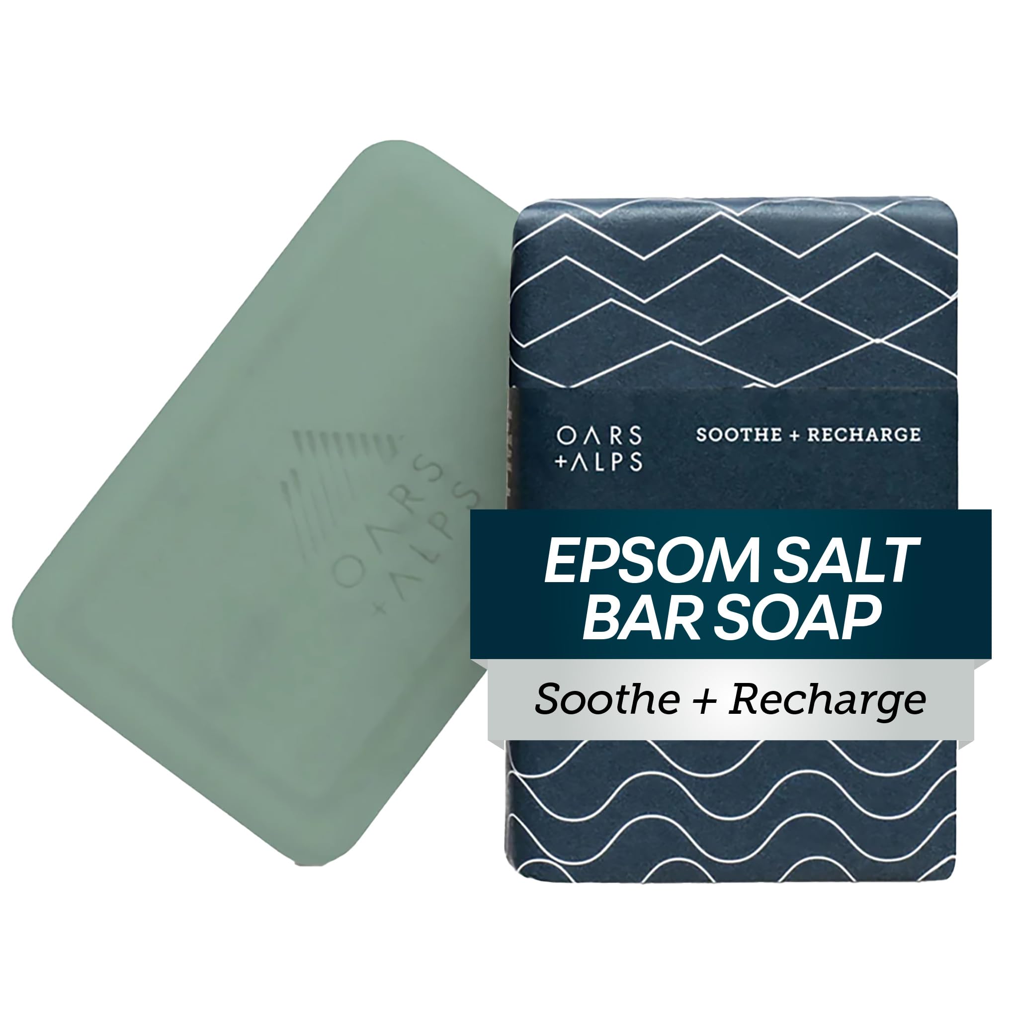 Oars + Alps front packaging showing Epsom salt bar and benefits