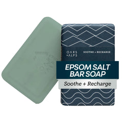 Oars + Alps front packaging showing Epsom salt bar and benefits