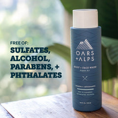 Oars + Alps in-shower use on man demonstrating refreshing, gentle cleanse