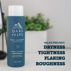 Oars + Alps in-shower use by man showing two-in-one face and body convenience
