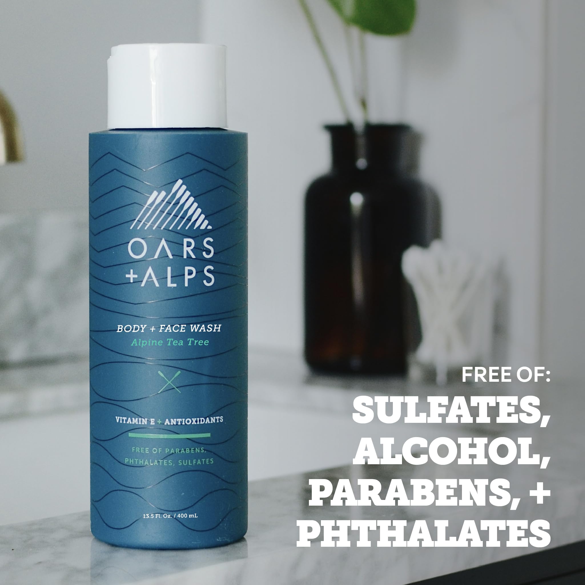 Oars + Alps ingredient label close-up showing vitamin E and antioxidant benefit