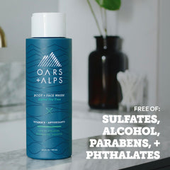 Oars + Alps ingredient label close-up showing vitamin E and antioxidant benefit