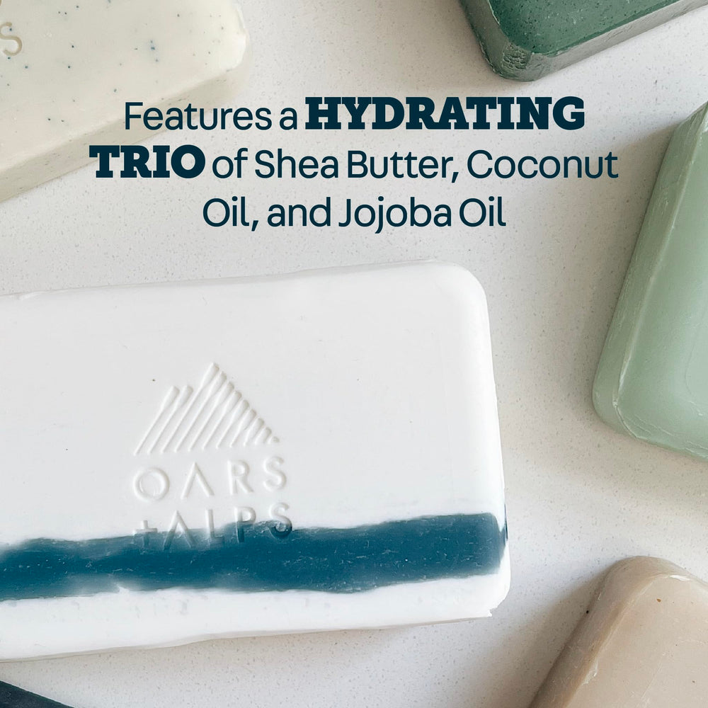 Oars + Alps label showing Aspen Air fragrance and clean-ingredient promise