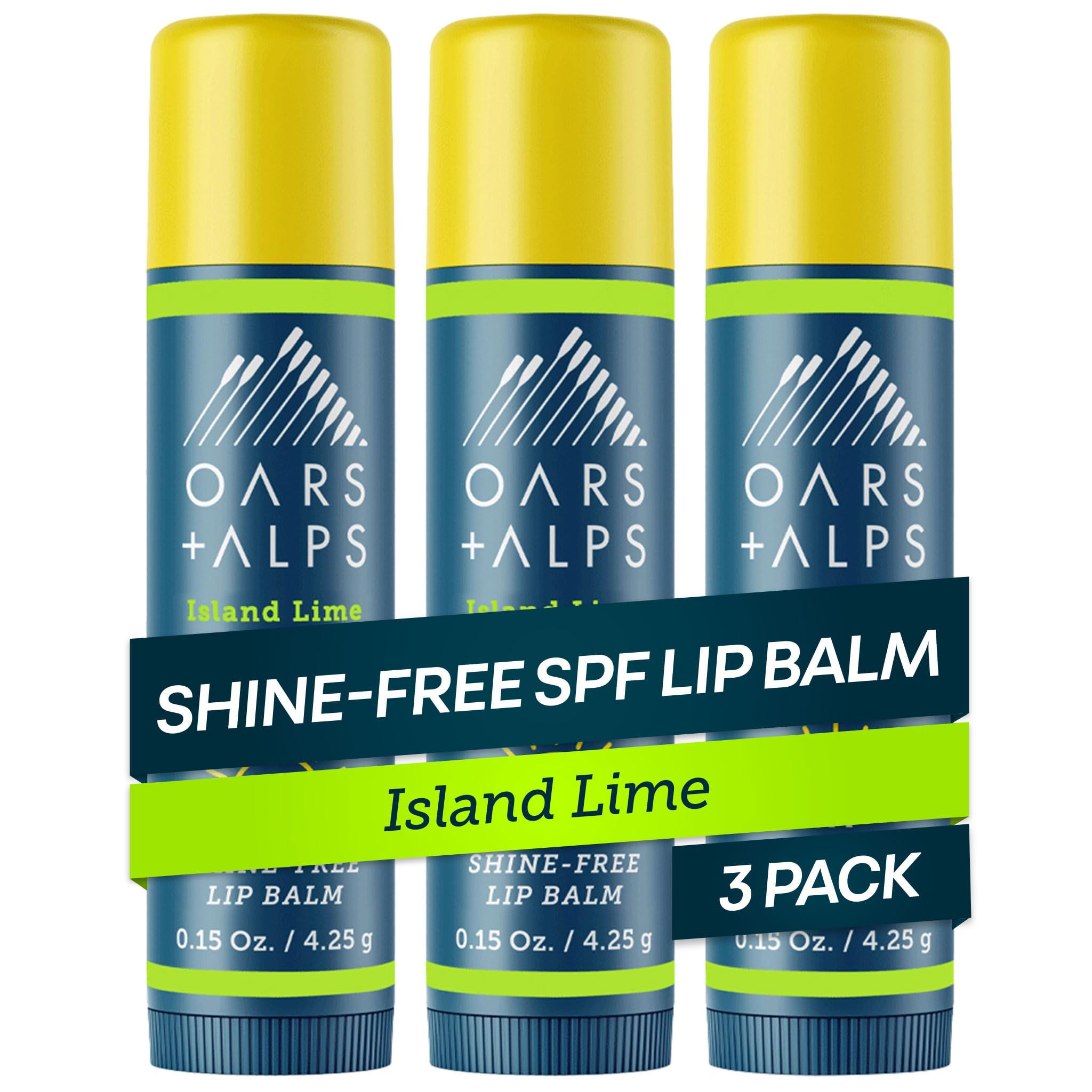 Oars + Alps front packaging showing SPF 18 and island lime scent benefits