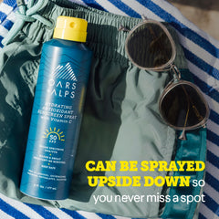 Oars + Alps recyclable non-aerosol can detail emphasizing eco-friendly packaging