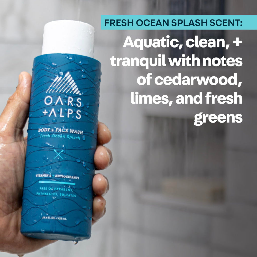 Oars + Alps in a shower lifestyle scene conveying post-workout freshness