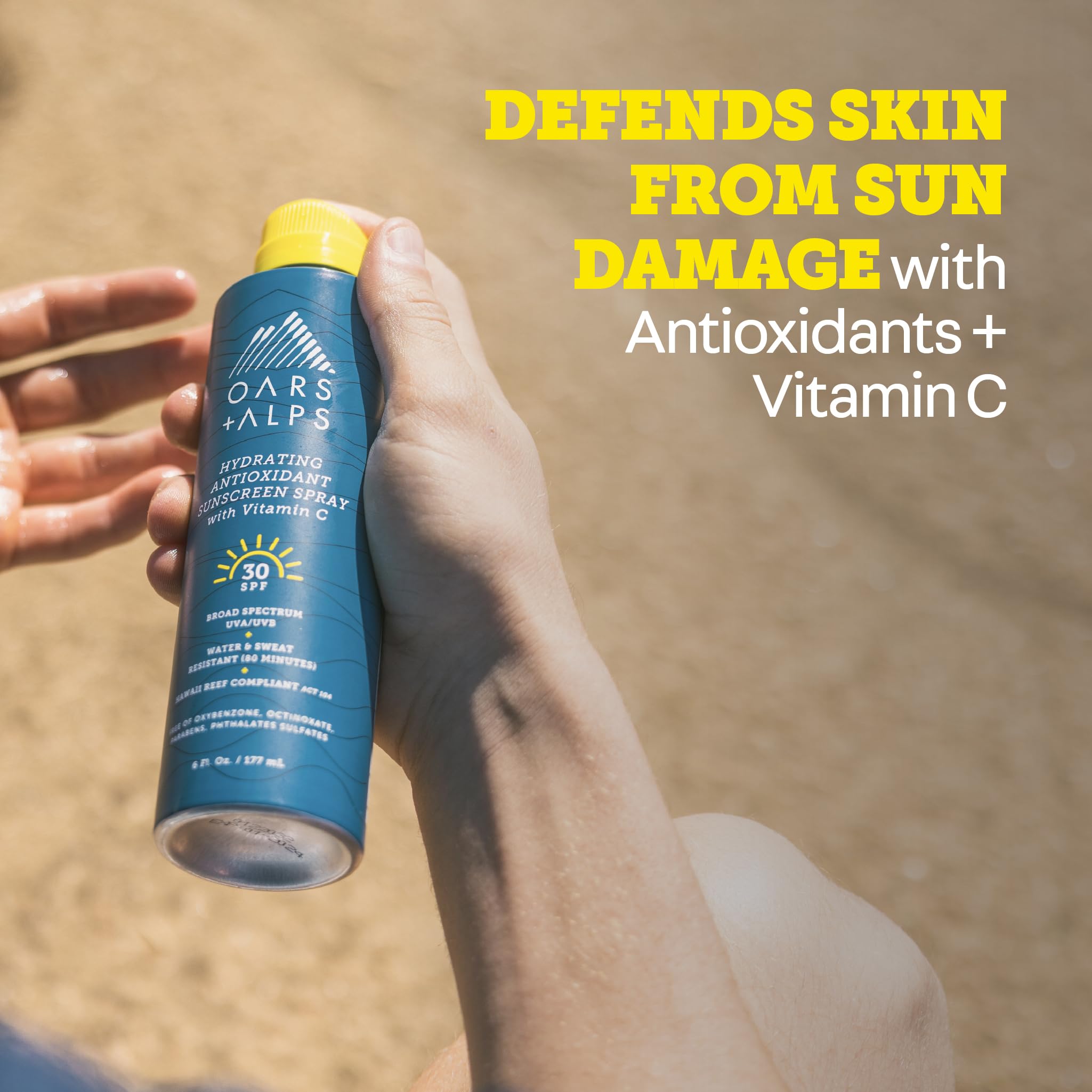 Oars + Alps texture mist on skin demonstrating fast-absorbing hydration