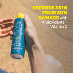 Oars + Alps texture mist on skin demonstrating fast-absorbing hydration