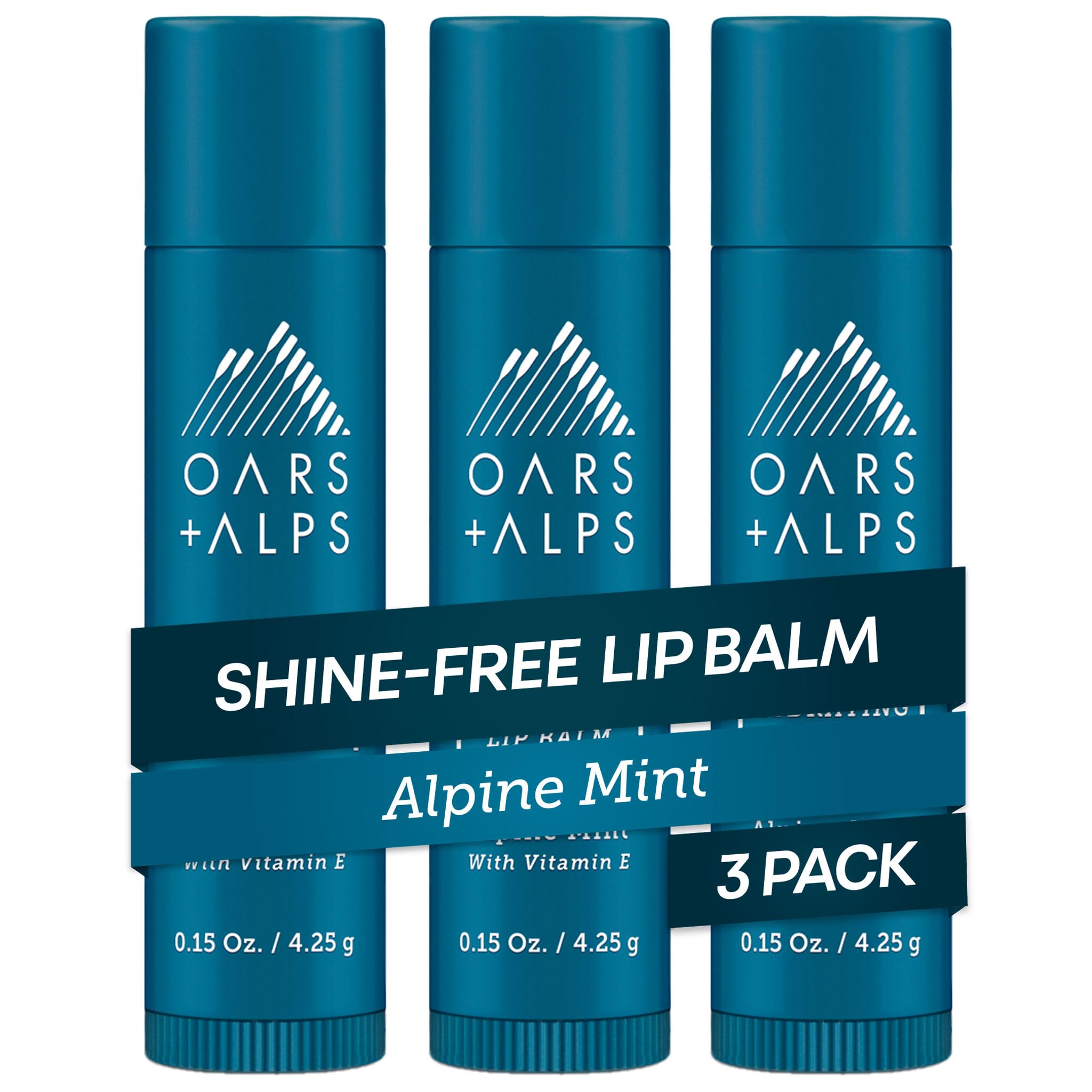 Oars + Alps front-facing tube showing Alpine Mint packaging and clear finish benefit