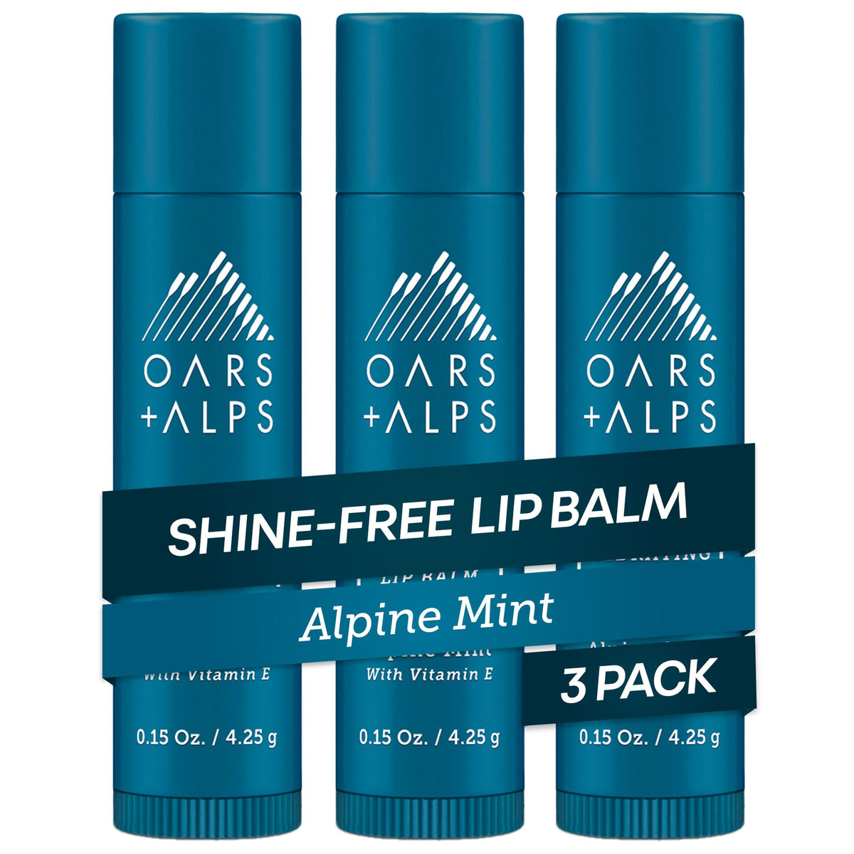 Oars + Alps front-facing tube showing Alpine Mint packaging and clear finish benefit