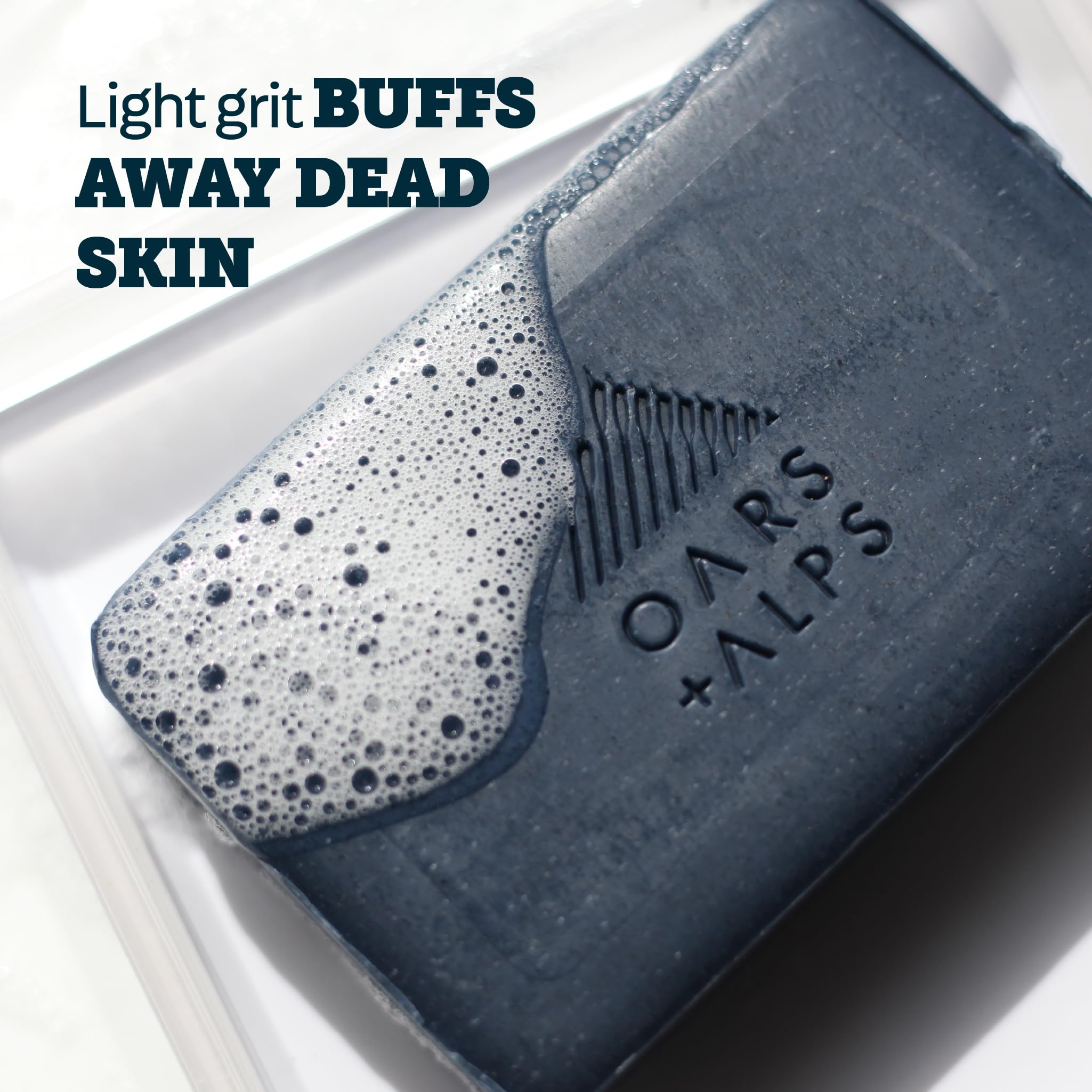Oars + Alps soap packed with towel demonstrating travel-ready convenience
